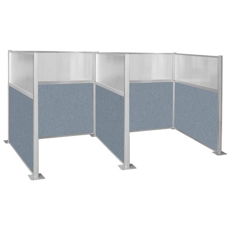 VERSARE Pre-Configured Hush Panel Cubicle 6' x 6' W/ Window Powder Blue Fabric 1859604